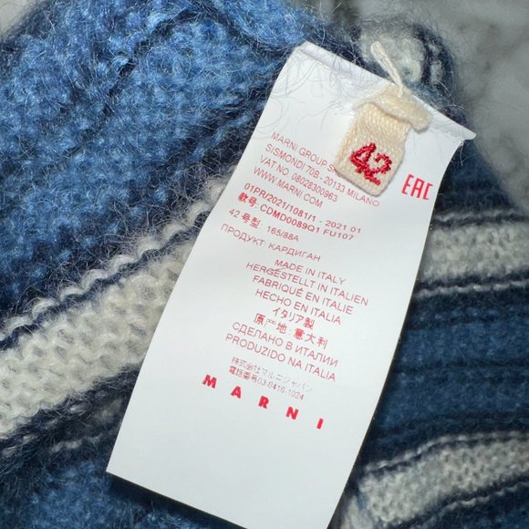 Marni Women's Mohair Striped Blue Cardigan Size 42 - Picture 3 of 4